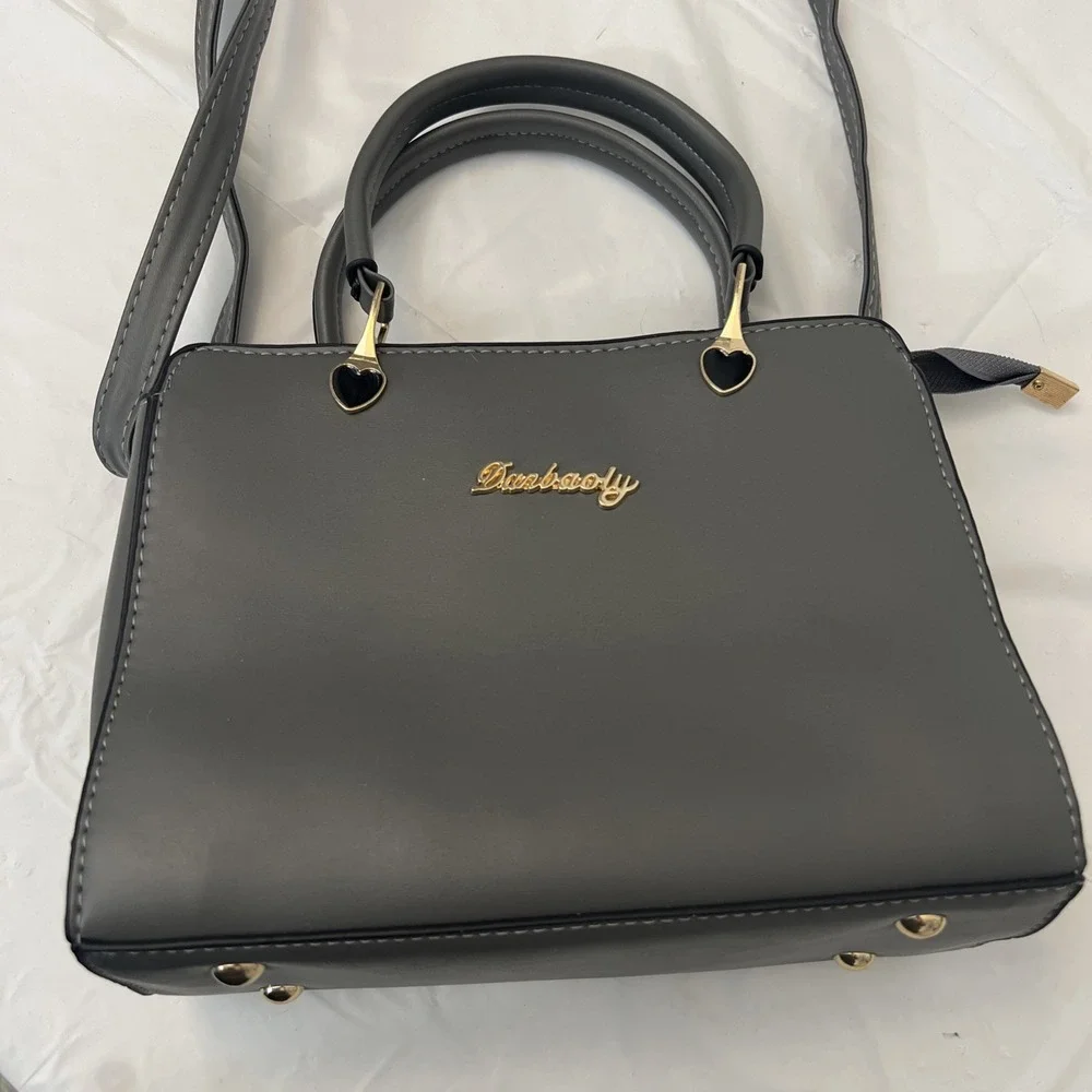 Danbaoly Handbag Shoulder Crossbody Gray Purse 9.5‎ X 7 X 4 Faux Leather Hearts